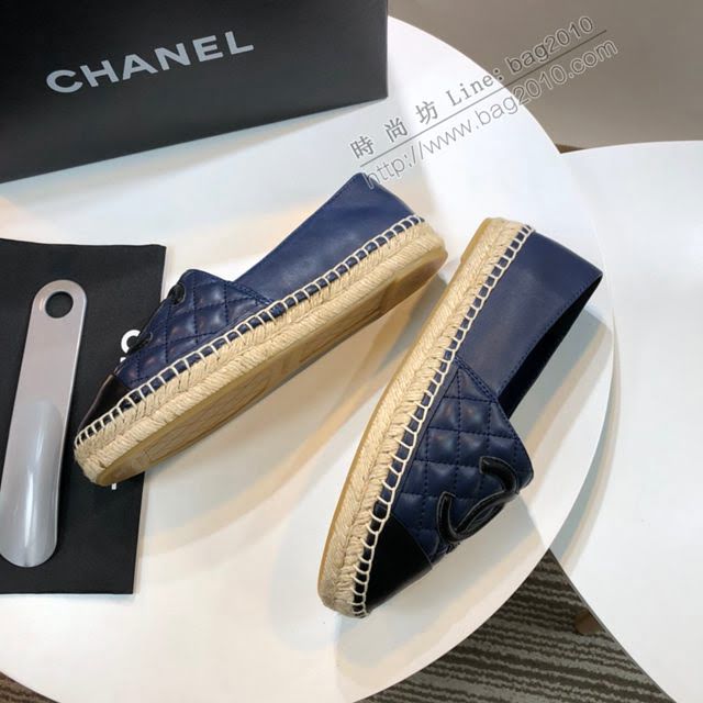 Chanel女鞋 香奈兒頂級版本漁夫鞋 蘭皮黑皮標  naq1105